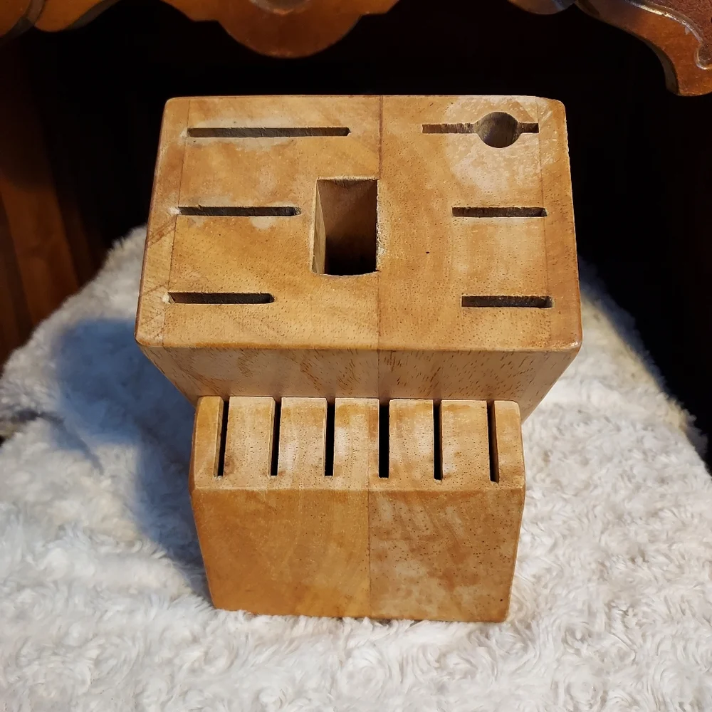 Farberware 13 Slot Wooden Block Knife Countertop Holder Kitchen Culinary